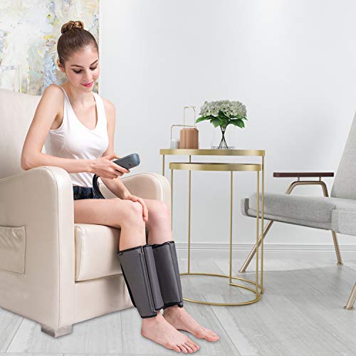 QUINEAR Air Compression Leg Massager for Circulation Calf Wraps Massage for Muscle Relaxation with Handheld Controller 2 Modes 3 Intensities