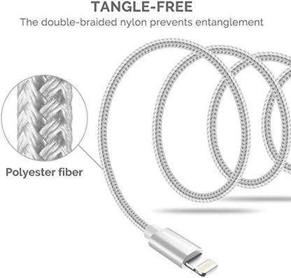 UNBREAKcable Lightning iPhone Charger Cable - [Apple MFi Certified] Nylon Braided Apple Charger Lead USB Fast Charging Cable for iPhone Xs Max X XR 8 7 6s 6 Plus SE 5 5s 5c, iPad, iPod - 2Pack (1m+2m)