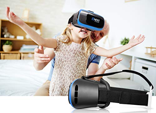VR Headset Compatible with iPhone & Android Phone - Universal Virtual Reality Goggles - Play Your Best Mobile Games 360 Movies with Soft & Comfortable New 3D VR Glasses | Blue | w/ Eye Protection