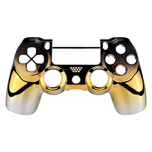 eXtremeRate Tri-Color Gradients Faceplate Cover, Chrome Black Gold Silver Front Housing Shell Case for Playstation 4 PS4 Slim PS4 Pro Controller (CUH-ZCT2 JDM-040/050/055) - Controller NOT Included