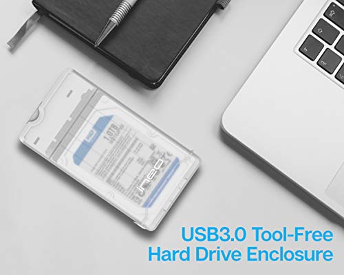 ineo 2.5 inch USB 3.0 Tool-Less External Hard Drive Enclosure for 9.5mm & 7mm SATA HDD SSD with UASP Supported - [T2573]
