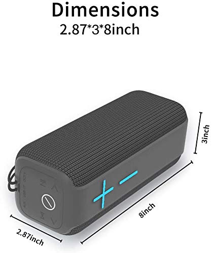 picK-me Portable Bluetooth Speakers, Rechargeable Bluetooth Wireless Speaker Crystal Stereo Sound, IPX6, Support TF Card/AUX, Built-in Mic, FM Radio Function for Home Outdoor Party Travel (L, Grey)