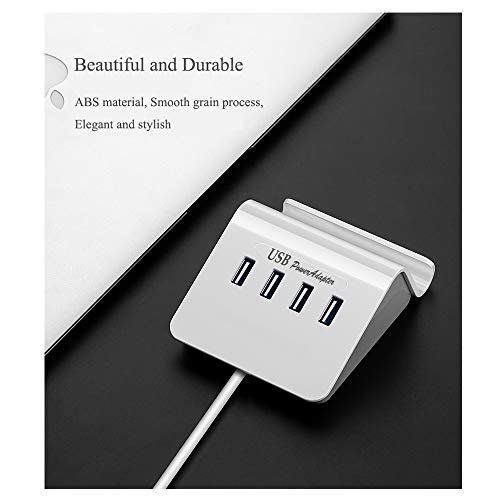 Multi Port USB Charger Desktop 4 USB Charging Station Phone Mount Charger Fast for iPhone, iPad, Samsung, Tablet, Bluetooth Speakers, Powerbank, HTC, LG, Sony, Google Nexus and More (White)