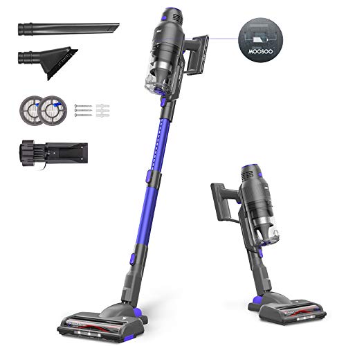 MOOSOO Cordless Vacuum Cleaner, Featuring Smart Sensor Tech, Powerful Stick Vacuum with Multi-Cone Cyclone. Over 40 Minutes Runtime with Efficient Brushless Motor for Deep Cleaning Carpet Pet