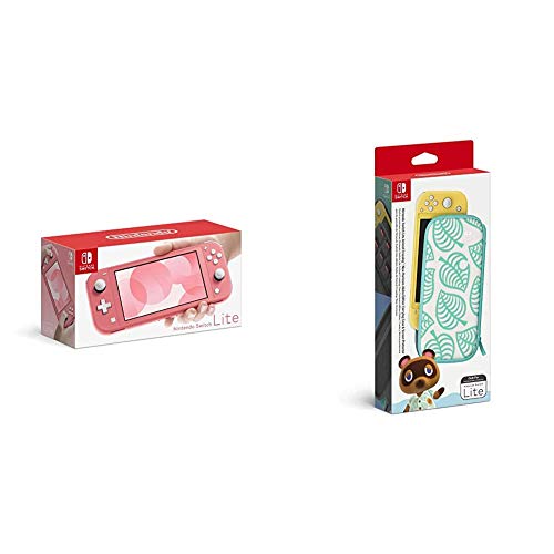 Nintendo Switch Lite - Coral - Switch & Animal Crossing: New Horizons Aloha Edition Carrying Case's Screen Protector - Nintendo Switch Lite