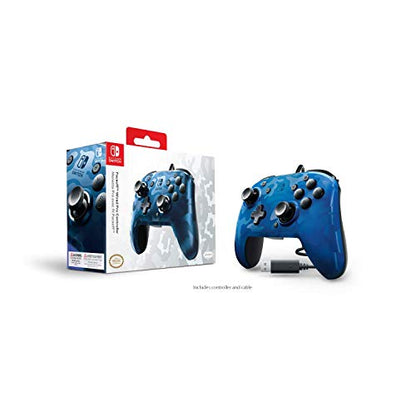 PDP Nintendo Switch Blue Camo Faceoff Wired Pro Controller, 500-119 - Nintendo Switch