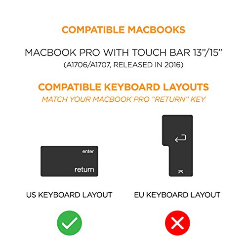 UPPERCASE GhostCover Premium Ultra Thin Keyboard Protector for MacBook Pro with Touch Bar 13" and 15" (2016 2017 2018 2019, Apple Model Number A1706, A1707, A1989, A1990, A2159)