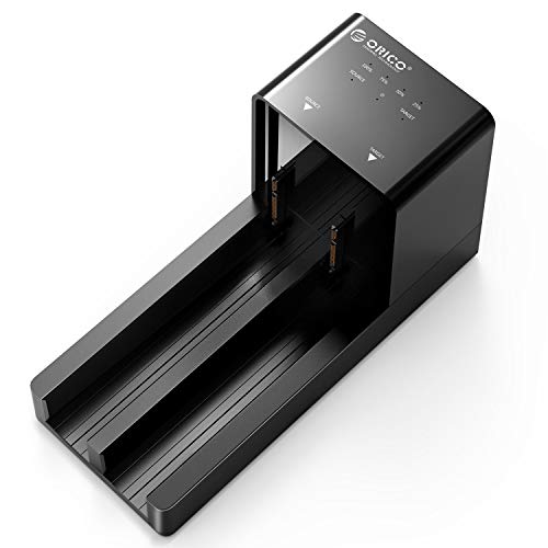 ORICO USB 3.0 to SATA Dual Bay External Hard Drive Docking Station Enclosure for 2.5 or 3.5 in HDD SSD with Offline Clone/Duplicator Function [ 20TB Support ]
