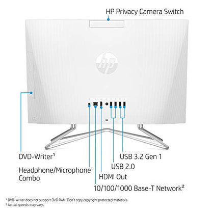 HP 22-inch All-in-One Desktop Computer, AMD Athlon Silver 3050U Processor, 4 GB RAM, 256 GB SSD, Windows 10 Home (22-dd0010, White), Snow White