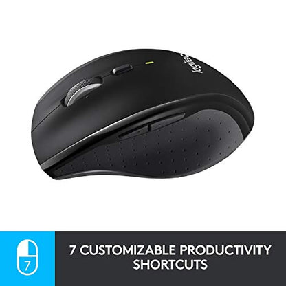 Logitech M705 Wireless Marathon Mouse for PC - Long 3 Year Battery Life, Ergonomic Shape with Hyper-Fast Scrolling and USB Unifying Receiver for Computer and Laptop - Black