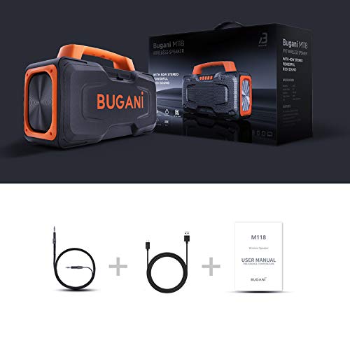 Bluetooth Speakers, BUGANI M118 Portable Bluetooth Speakers, 50W Super Power, Fast Charging, Outdoor Bluetooth Speaker for Parties, Singing and Travel (Orange) …