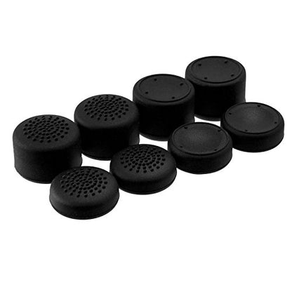 VizGiz 8PCS Enhanced Height Rubber Silicone Cap Thumbstick Thumb Stick Covers Case Skin Joystick Grip Grips For Sony PlayStation 4 PS PS4 Accessories Games Wireless Controller Pro ( Black 4 Pair )