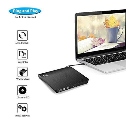 External CD Drive USB 3.0 Portable CD DVD +/-RW Drive DVD/CD ROM Rewriter Burner Writer Compatible with Laptop Desktop PC Windows Mac Pro MacBook