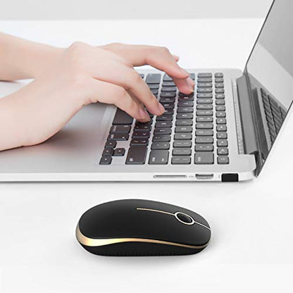 Jelly Comb 2.4G Slim Wireless Mouse with Nano Receiver MS001 (Black and Gold)