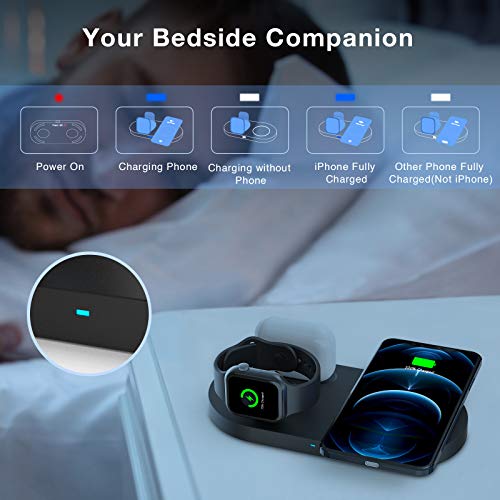 QI-EU Wireless Charger, 23W Fast Wireless Charging Station,3 in 1 Qi-Certified Charging Pad Stand for iWatch SE/6/5/4/3/2 Airpods 1/2/Pro iPhone 12/12 Pro/12 Pro Max/12 mini/11/11 Pro/SE/8/X/XR