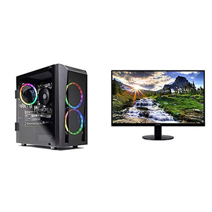 SkyTech Blaze II Gaming Computer PC Desktop – Ryzen 5 2600 6-Core 3.4 GHz, NVIDIA GeForce GTX 1660 6G, 500G SSD, 8GB DDR4 & Acer SB220Q bi 21.5 Inches Full HD IPS Ultra-Thin Zero Frame Monitor, Black