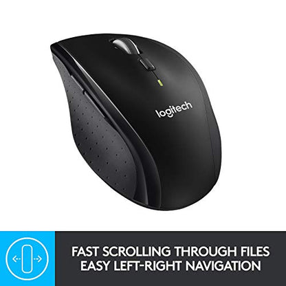 Logitech M705 Wireless Marathon Mouse for PC - Long 3 Year Battery Life, Ergonomic Shape with Hyper-Fast Scrolling and USB Unifying Receiver for Computer and Laptop - Black