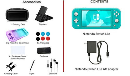 Newest Nintendo Switch Lite - 5.5" Touchscreen Display, Built-in Plus Control Pad - Family Holiday Gaming Bundle - 802.11ac WiFi, Bluetooth 4.1 - iPuzzle 9-in-1 Carrying Case - Turquoise