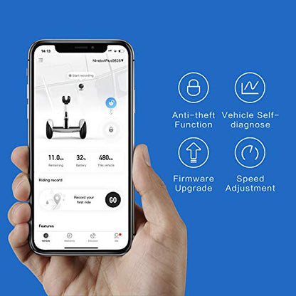 Segway Ninebot S-Plus Smart Self-Balancing Electric Scooter with Intelligent Lighting and Battery System, Remote Control and Auto-Following Mode, White