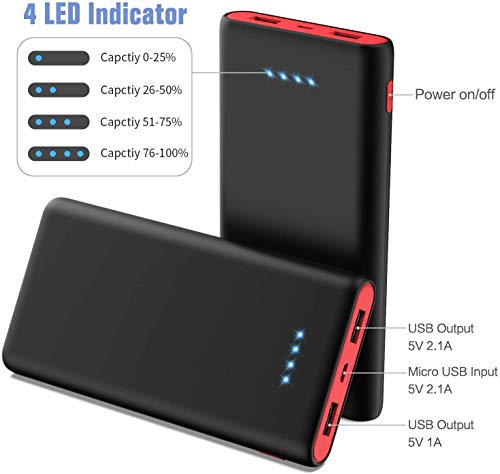 Portable Charger Power Bank 25800mAh, Ultra-High Capacity Fast Phone Charging with Newest Intelligent Controlling IC, 2 USB Port External Cell Phone Battery Pack Compatible with iPhone,Android etc