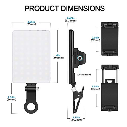 TikTrak LED Selfie Light for Phone, Video Conference Lighting, Webcam Lighting for Remote Working Zoom Call Live Streaming Zoom Meeting for TikTok Selfie Light with Firm Clip