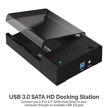 Sabrent USB 3.0 to SATA External Hard Drive Lay-Flat Docking Station for 2.5 or 3.5in HDD, SSD [Support UASP] (EC-DFLT)