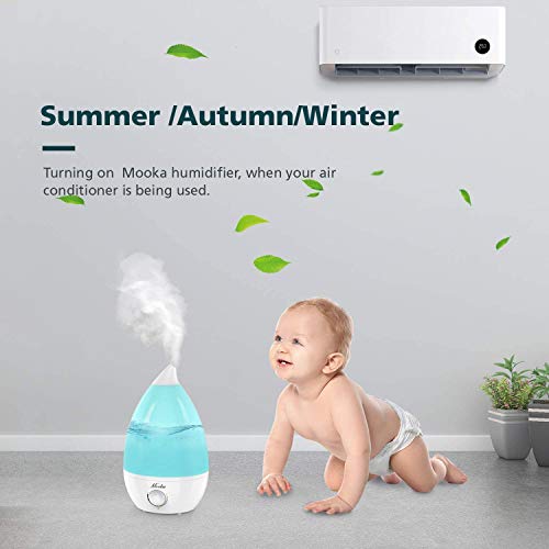 Mooka Humidifiers 2-in-1 Cool Mist Humidifier Diffuser for Baby Home Bedroom Office, 2L Essential Oil Diffuser with Adjustable Mist Output, Waterless Auto-Off, Whisper-Quiet, Up to 21 Hours, BPA Free