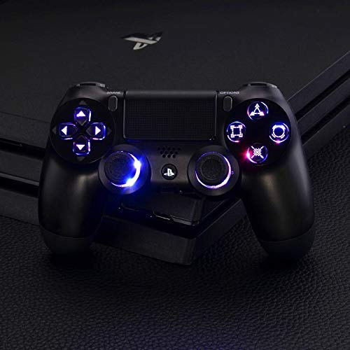 eXtremeRate Multi-Colors Luminated D-pad Thumbsticks Face Buttons (DTF) LED DIY Kit with Classical Symbols Buttons Set for PS4 Controller Universal - 7 Colors 9 Modes Touch Control