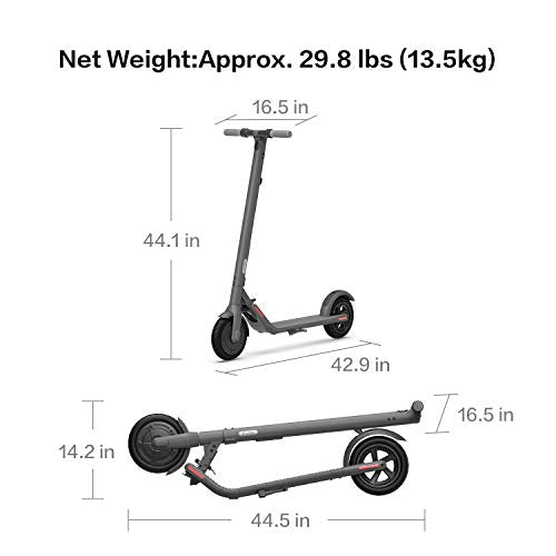 Segway Ninebot E22 Electric Kick Scooter, Upgraded Motor Power, 9-inch Dual Density Tires, Lightweight and Foldable, Dark Grey