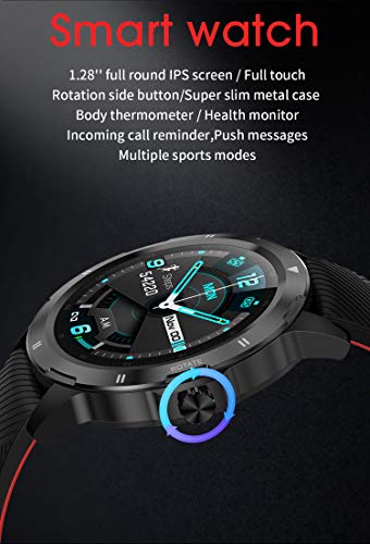 Sport Smart Watch for Men, Smart Sport Bracelet, Bluetooth Fitness Tracker with Heart Rate Monitor/Body Temperature/Blood Pressure/SpO2 Monitor/Sleep Tracker/IP67 Waterproof/iOS&Android App (Black)