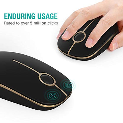 Jelly Comb 2.4G Slim Wireless Mouse with Nano Receiver MS001 (Black and Gold)