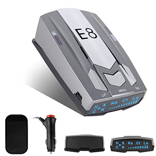 Radar Detector, E8 Laser Radar Detectors for Cars Voice Prompt Speed and Vehicle Speed Alarm System City/Highway Mode Car 360 Degree Safety Automatic Detection with LED Display
