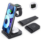 Wireless Charging Station-3 in 1 Qi-Certified Fast Charging Stand Compatible Apple Watch Series 6/5/4/3/2 Airpods Pro iPhone 12/12pro/11/11pro/X/XS/XR/XS Max/8/8 Plus/with(QC 3.0Adapter)(Black)