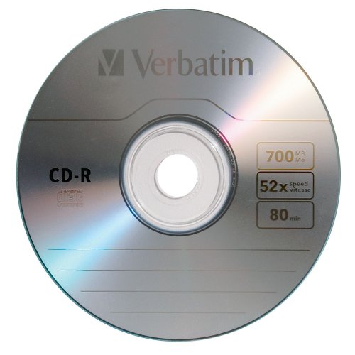 Verbatim CD-R 700MB 80 Minute 52x Recordable Disc for Data and Music - 100 Pack Spindle (FFP)