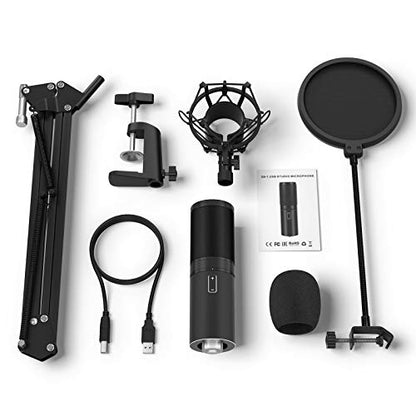 TONOR USB Microphone Kit, Streaming Podcast PC Condenser Computer Mic for Gaming, YouTube Video, Recording Music, Voice Over, Studio Mic Bundle with Adjustment Arm Stand, Q9