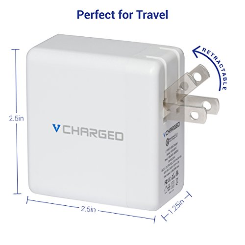 vCharged 4-Port Smart USB Wall Charger for iPhone, iPad, Samsung, Android & More - Free 2 Year Warranty