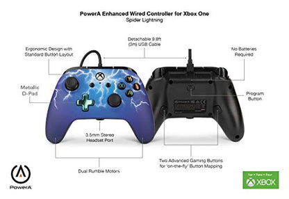 PowerA Enhanced Wired Controller for Xbox One - Spider Lightning