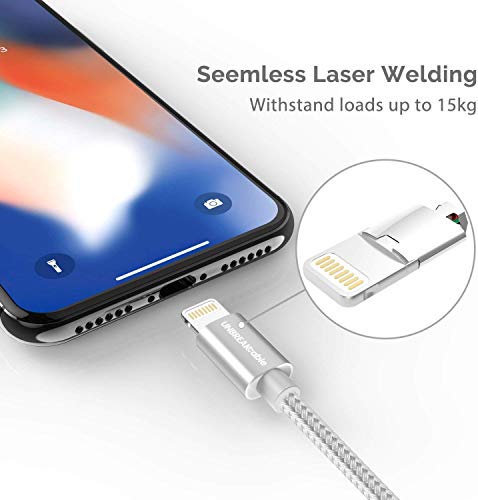 UNBREAKcable Lightning iPhone Charger Cable - [Apple MFi Certified] Nylon Braided Apple Charger Lead USB Fast Charging Cable for iPhone Xs Max X XR 8 7 6s 6 Plus SE 5 5s 5c, iPad, iPod - 2Pack (2m+2m)