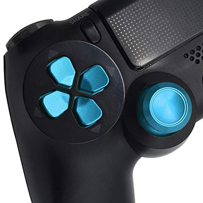 TOMSIN Metal Buttons for DualShock 4, Aluminum Metal Thumbsticks Analog Grip & Bullet Buttons & D-pad for PS4 Controller (Blue)