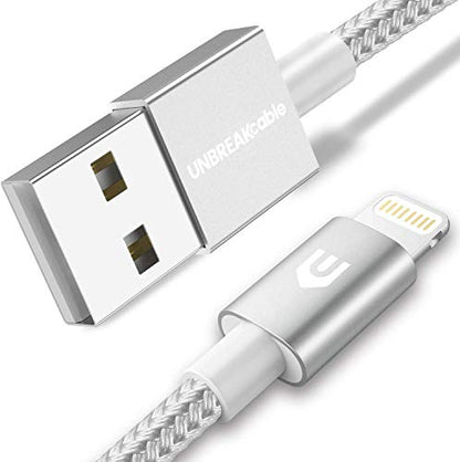 UNBREAKcable Lightning iPhone Charger Cable - [Apple MFi Certified] Nylon Braided Apple Charger Lead USB Fast Charging Cable for iPhone Xs Max X XR 8 7 6s 6 Plus SE 5 5s 5c, iPad, iPod - 2Pack (1m+2m)