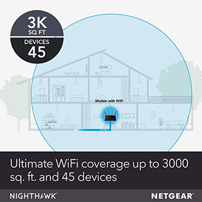 NETGEAR Nighthawk Cable Modem WiFi Router Combo (C7800) - Compatible with Cable Providers Including Xfinity by Comcast, Cox, Spectrum AC3200 WiFi Speed | DOCSIS 3.1 (Renewed)