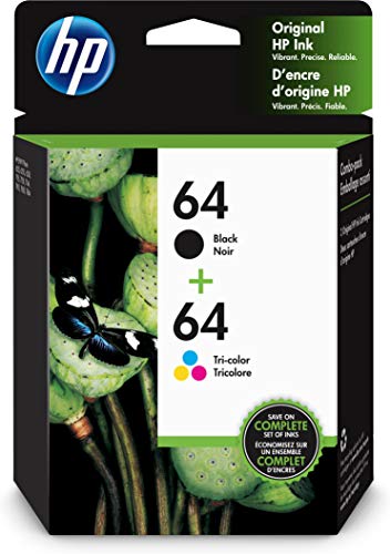 HP 64 | 2 Ink Cartridges | Black, Tri-color | N9J90AN, N9J89AN