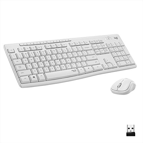 Logitech MK295 Wireless Mouse & Keyboard Combo with SilentTouch Technology, Full Numpad, Advanced Optical Tracking, Lag-Free Wireless, 90% Less Noise - Off White