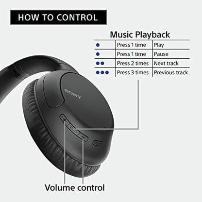 Sony Noise Cancelling Headphones WHCH710N: Wireless Bluetooth Over the Ear Headset with Mic for Phone-Call, Black