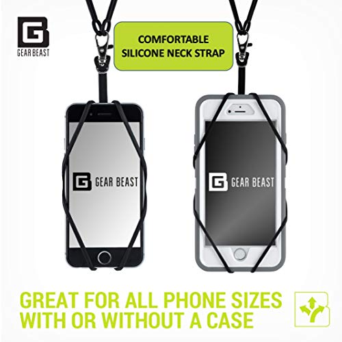 Gear Beast Universal Cell Phone Lanyard Compatible with iPhone, Galaxy & Most Smartphones Includes Phone Case Holder with Card Pocket, Silicone Neck Strap