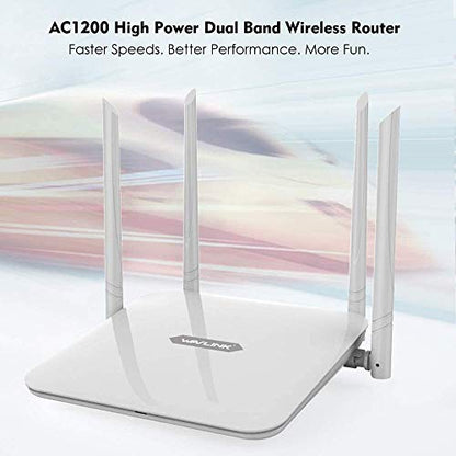 WAVLINK 1200Mbps WiFi Router High Power Wireless WiFi Home Gigabit Router Dual Band（5GHz+2.4GHz Smart Internet Router,High Speed WiFi Long Range Coverage for Gaming and Works/2 x 2 MIMO 5dBi Antennas