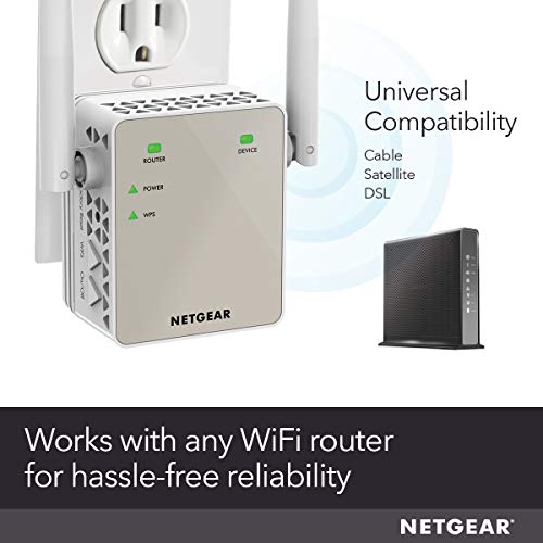 NETGEAR Wi-Fi Range Extender EX6120 - Coverage Up to 1200 Sq Ft and 20 Devices with AC1200 Dual Band Wireless Signal Booster & Repeater (Up to 1200Mbps Speed), and Compact Wall Plug Design