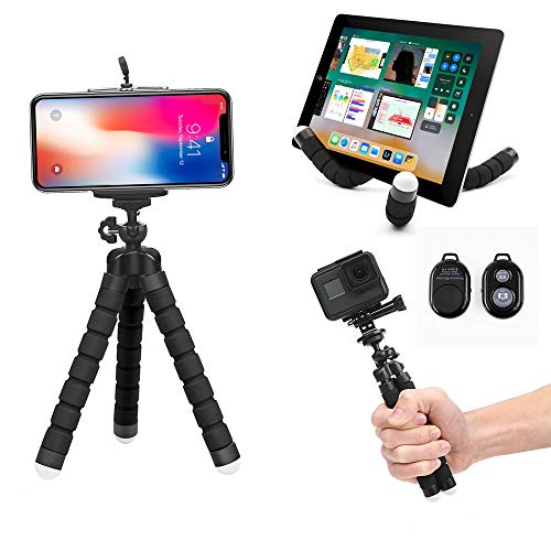 Phone Neck Holder, Cell Phone Mount to Free Your Hands for Smartphone, Go Pro, Stand Clam Clip Live Streaming (Tripod Phone with Remote)