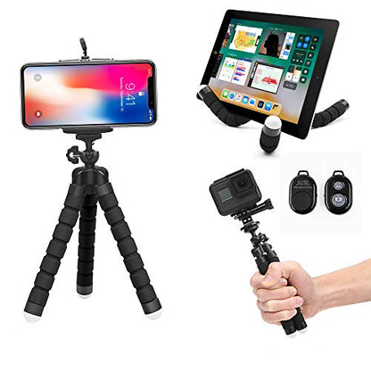 Phone Neck Holder, Cell Phone Mount to Free Your Hands for Smartphone, Go Pro, Stand Clam Clip Live Streaming (Tripod Phone with Remote)