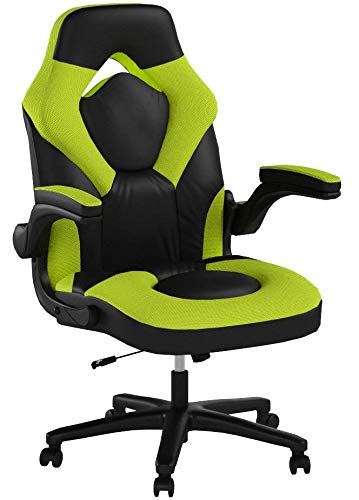 OFM Racing Style Bonded Leather Gaming Chair, in Green